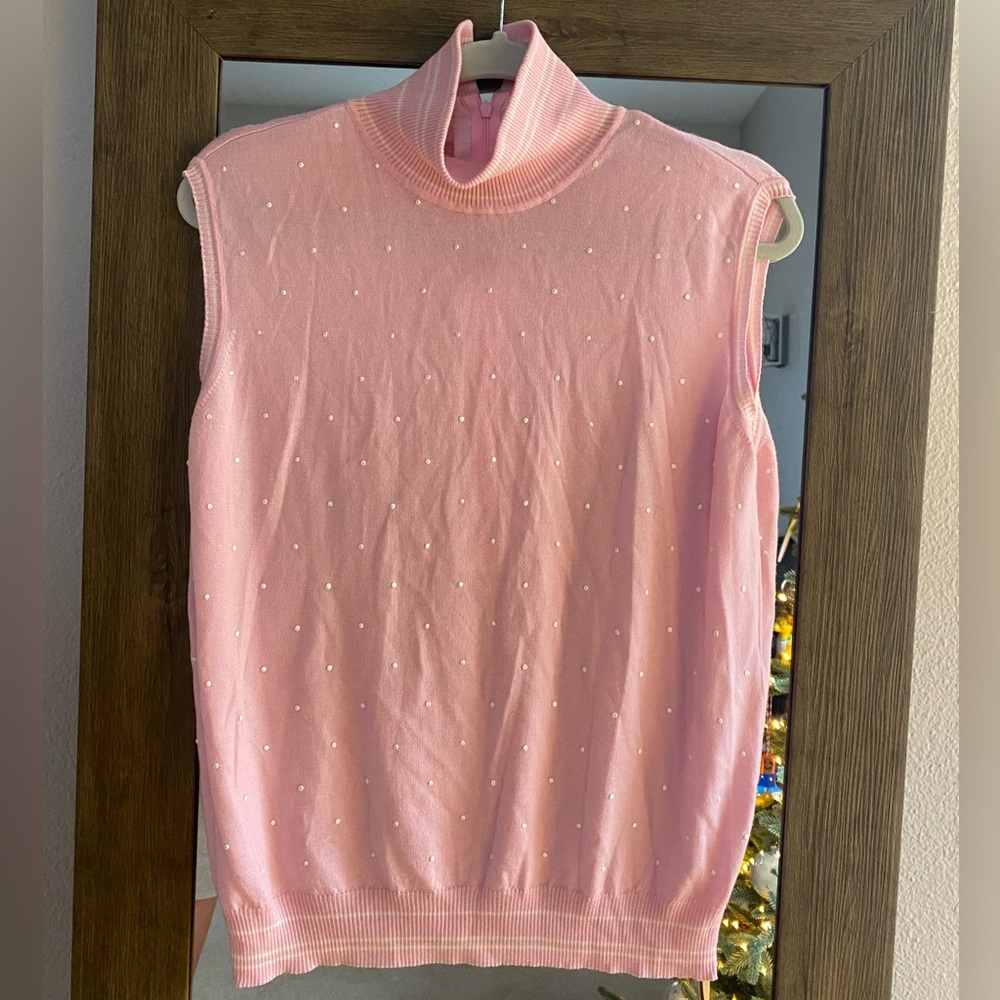 Escada Pink Women's Cardigan and sleeveless turtleneck, size 42/L - Picture 4 of 15